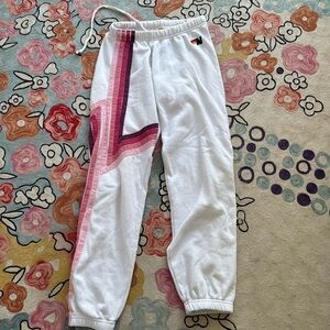 Aviator nation, rare, white, and red striped sweatpants